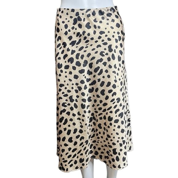 e.ssue Leopard Silky Maxi Skirt Tan & Black Size Small - Picture 1 of 4